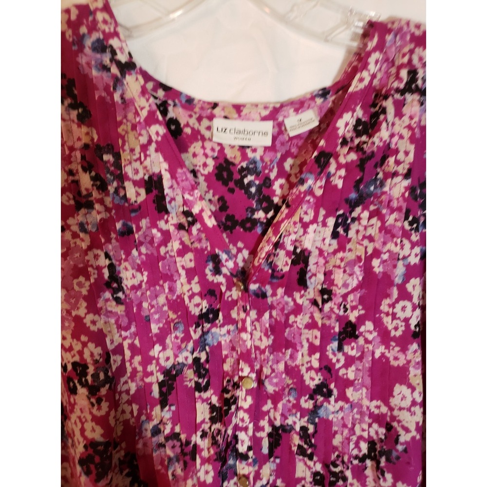 Women's Liz Claiborne Purple Floral Sleeveless Top Size 1X - Picture 3 of 3